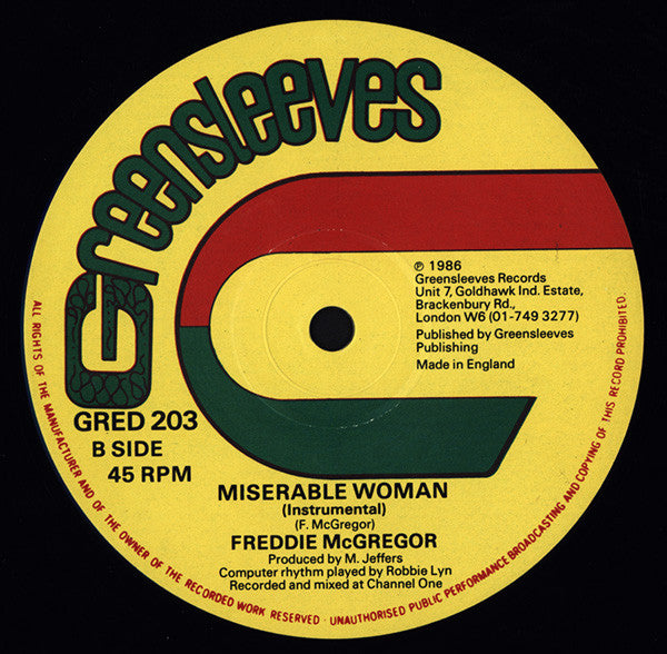 Freddie McGregor : Miserable Woman (12")