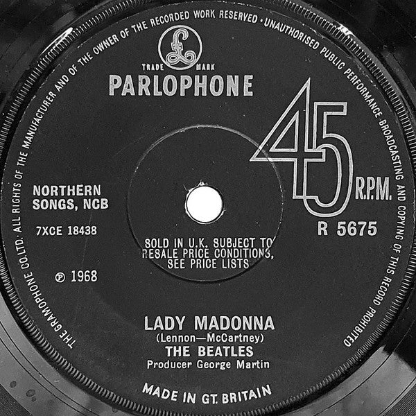 The Beatles : Lady Madonna (7", Single, Sol)