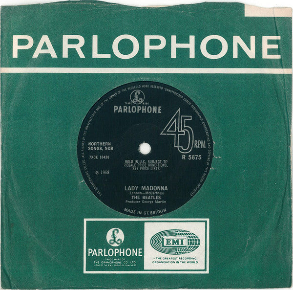 The Beatles : Lady Madonna (7", Single, Sol)