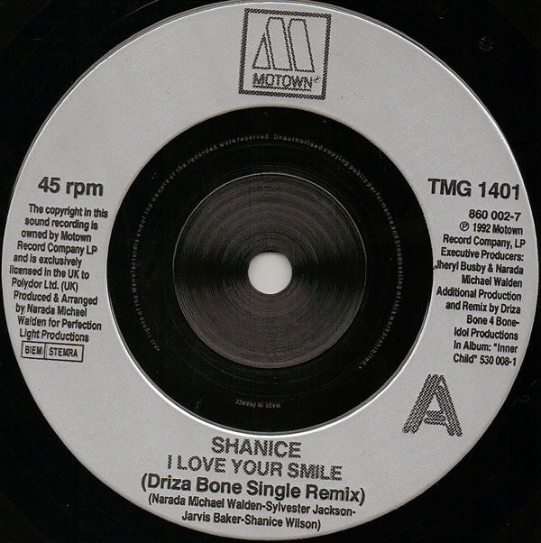 Shanice : I Love Your Smile (Driza Bone Remix) (7", Single, Inj)