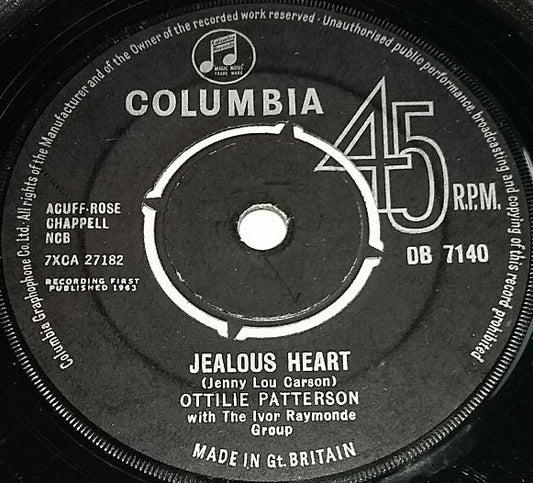 Ottilie Patterson With The Ivor Raymonde Group* : Jealous Heart (7")