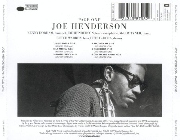 Joe Henderson : Page One (CD, Album, RE, RM)