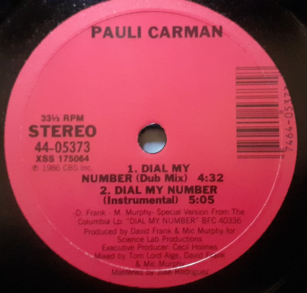 Pauli Carman : Dial My Number (12", Single)