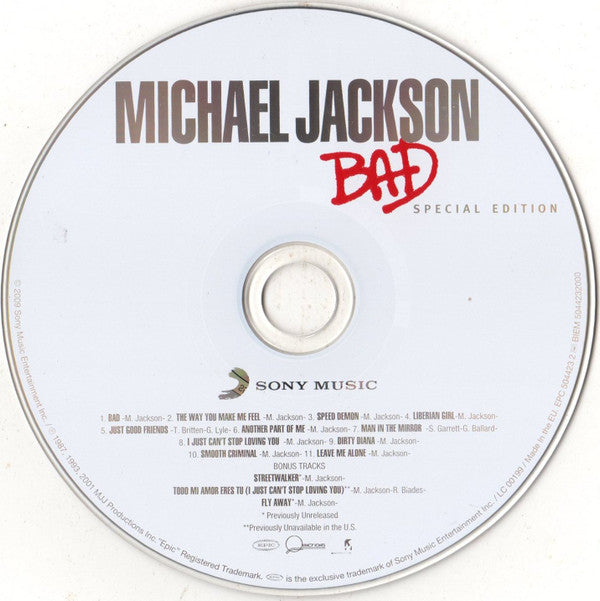 Michael Jackson : Bad (CD, Album, RE, RM, RP, S/Edition)