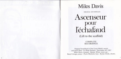 Miles Davis : Ascenseur Pour L'Échafaud (Lift To The Scaffold) (CD, Album, RE)