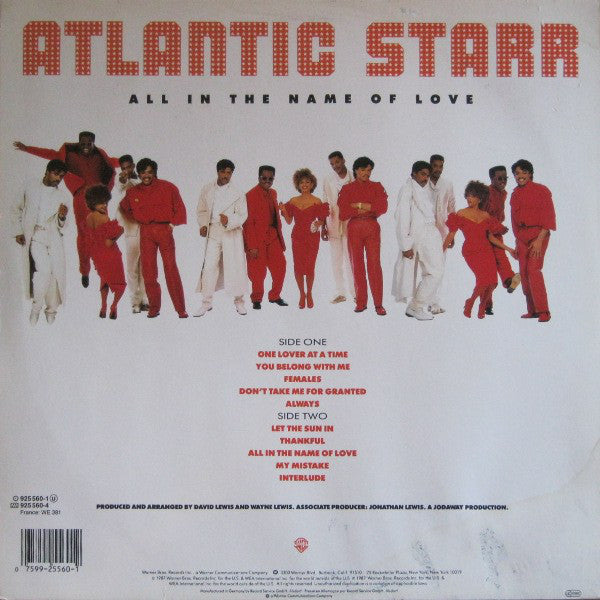 Atlantic Starr : All In The Name Of Love (LP, Album)