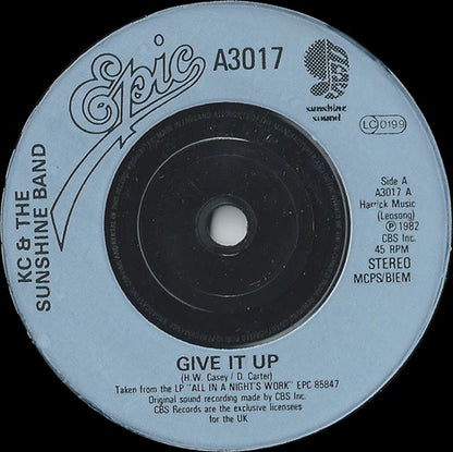 KC & The Sunshine Band : Give It Up (7", Single, Blu)