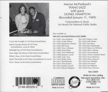 Marian McPartland With Guest Lionel Hampton : Marian McPartland's Piano Jazz (CD, Album)