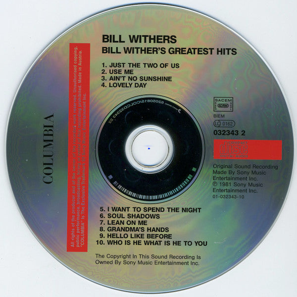 Bill Withers : Bill Withers' Greatest Hits (CD, Comp, RE)