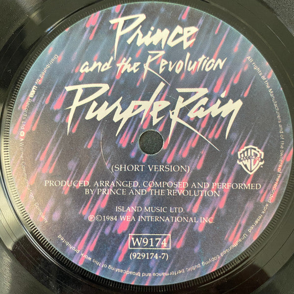 Prince And The Revolution : Purple Rain (7", Single, PRS)