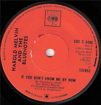 Harold Melvin And The Bluenotes* : If You Don't Know Me By Now (7", Single)