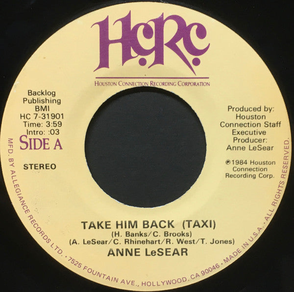 Anne LeSear : Take Him Back (Taxi) (7")