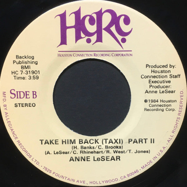 Anne LeSear : Take Him Back (Taxi) (7")