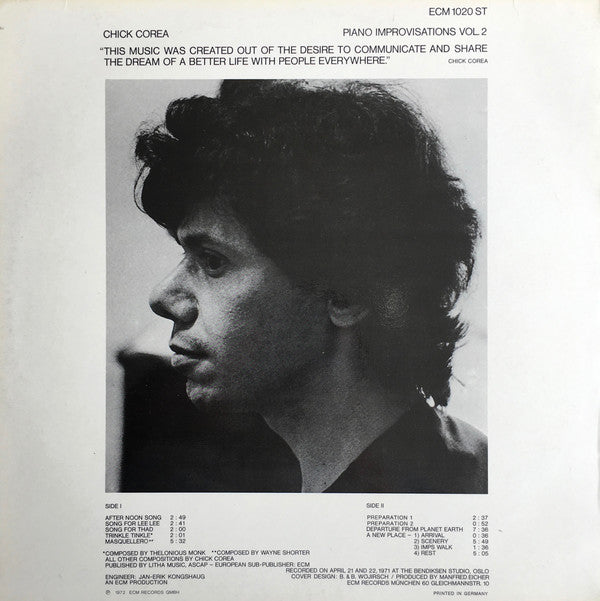 Chick Corea : Piano Improvisations Vol. 2 (LP, Album)