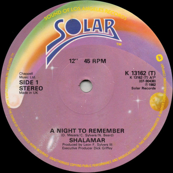 Shalamar : A Night To Remember (Plus Remix) / On Top Of The World (12", Single)