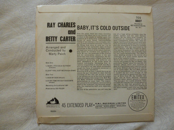 Ray Charles And Betty Carter : Baby It's Cold Outside (7", EP, Lab)