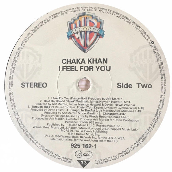 Chaka Khan : I Feel For You (LP, Album)