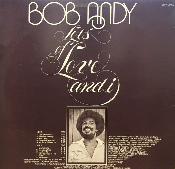 Bob Andy : Lots Of Love And I (LP, Album)