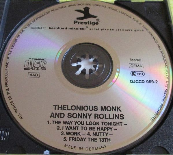 Thelonious Monk / Sonny Rollins : Thelonious Monk / Sonny Rollins (CD, Comp, RE, RM)