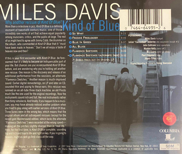 Miles Davis : Kind Of Blue (CD, Album, RE, RM)