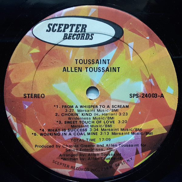 Allen Toussaint : Toussaint (LP, Album, RP, Kee)