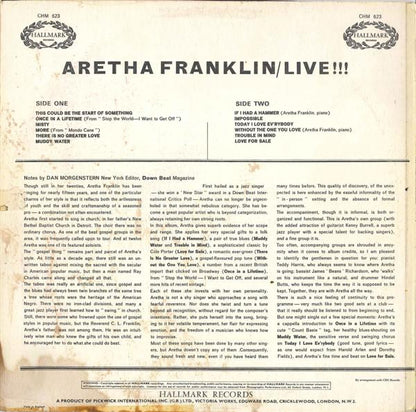 Aretha Franklin : Live!!! (In Person With Her Quartet) (LP, Album, RE)