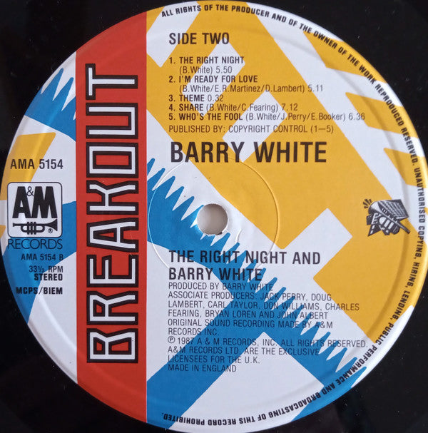 Barry White : The Right Night & Barry White (LP, Album)