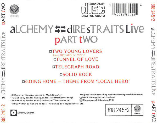 Dire Straits : Alchemy - Dire Straits Live Part Two (CD, Album, Blu)