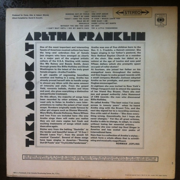 Aretha Franklin : Take A Look At Aretha Franklin (LP, Album, Comp)