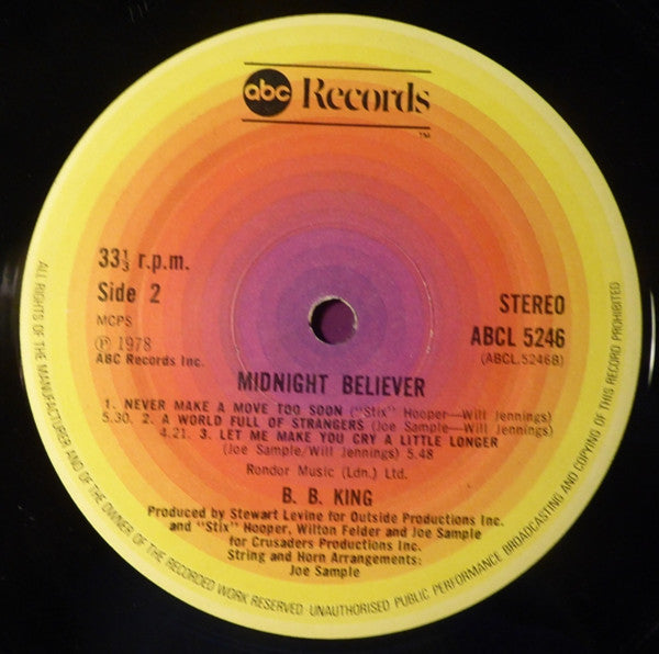 B.B. King : Midnight Believer (LP, Album)