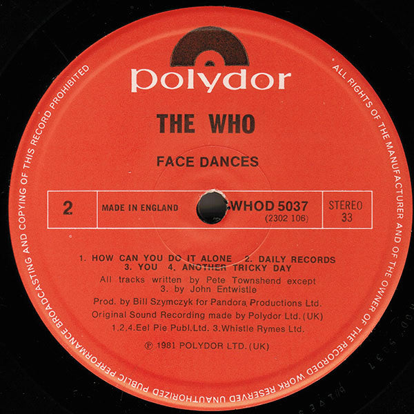 The Who : Face Dances (LP, Album)