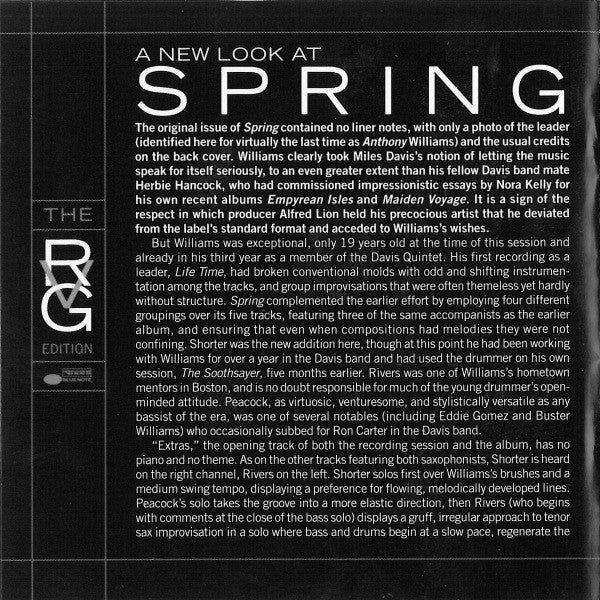 Anthony Williams : Spring (CD, Album, RE, RM)