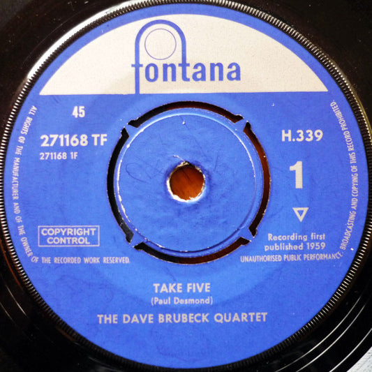 The Dave Brubeck Quartet : Take Five / Blue Rondo A La Turk (7", Single, RE)