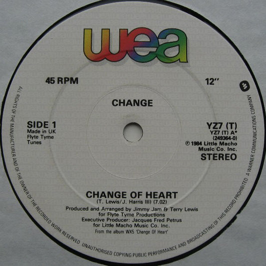 Change : Change Of Heart (12", Single, Gen)