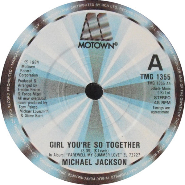 Michael Jackson : Girl You're So Together (7", Single)