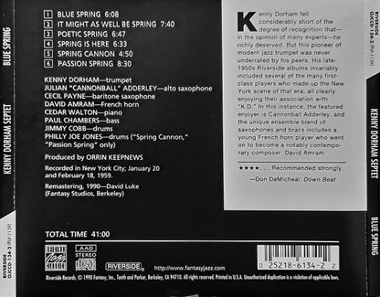 Kenny Dorham Septet Featuring Cannonball Adderley : Blue Spring (CD, Album, RE, RM)