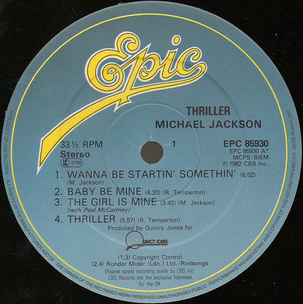 Michael Jackson : Thriller (LP, Album, Gat)