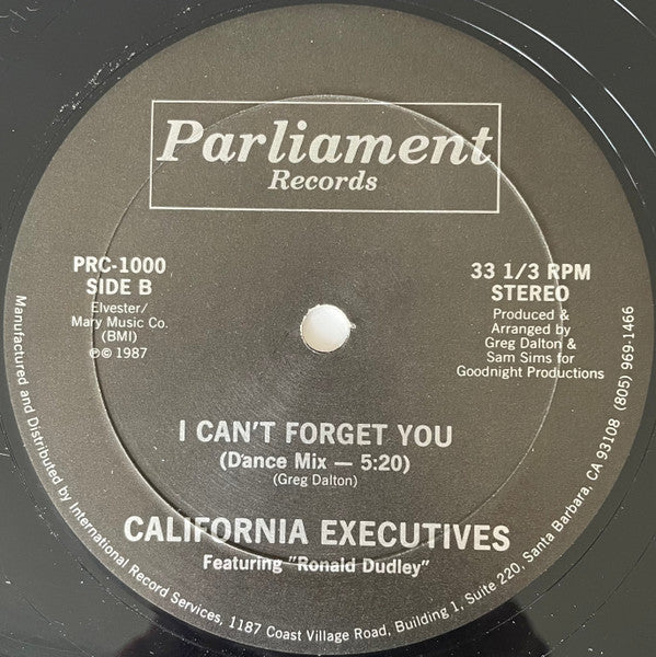 The California Executives Featuring Ronald Dudley : I Can't Forget You (12")