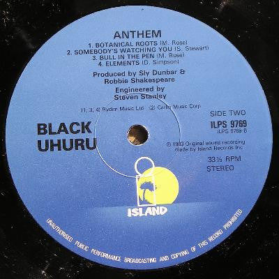 Black Uhuru : Anthem (LP, Album)