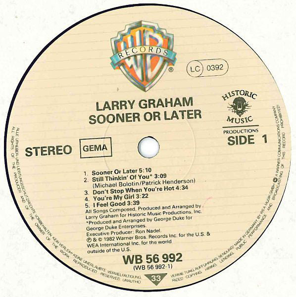 Larry Graham : Sooner Or Later (LP, Album)