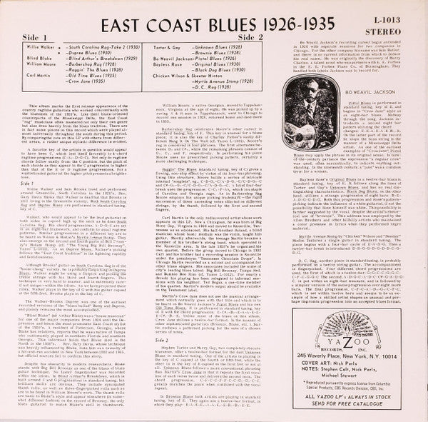 Various : East Coast Blues 1926-1935 (LP, Comp, RP)