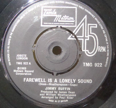 Jimmy Ruffin : Farewell Is A Lonely Sound (7", Single, Kno)