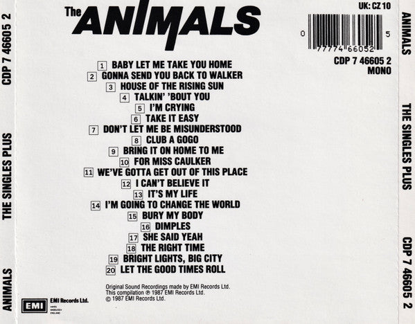 The Animals : The Singles Plus (CD, Comp, Mono)