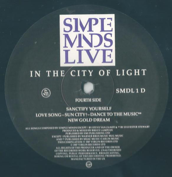 Simple Minds : Live In The City Of Light (2xLP, Album)