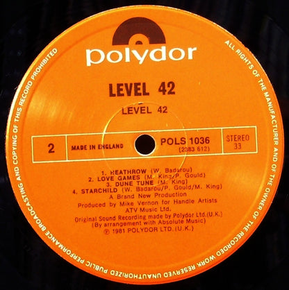 Level 42 : Level 42 (LP, Album)