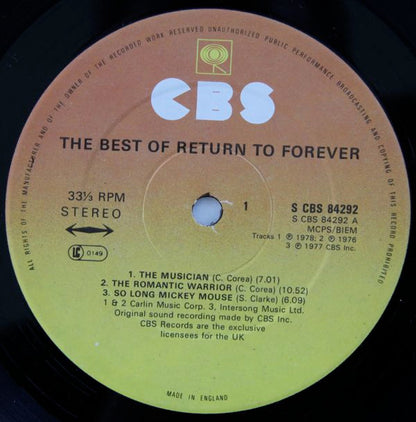 Return To Forever : The Best Of Return To Forever (LP, Comp)