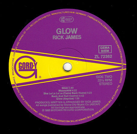 Rick James : Glow (LP, Album)