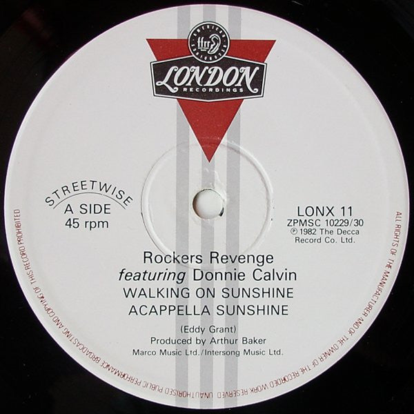 Rockers Revenge Featuring Donnie Calvin : Walking On Sunshine (12", Single)