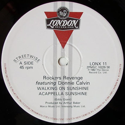 Rockers Revenge Featuring Donnie Calvin : Walking On Sunshine (12", Single)