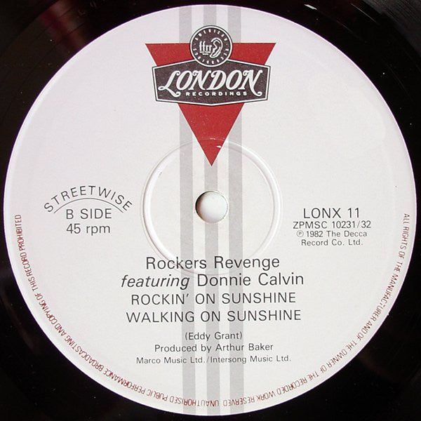 Rockers Revenge Featuring Donnie Calvin : Walking On Sunshine (12", Single)